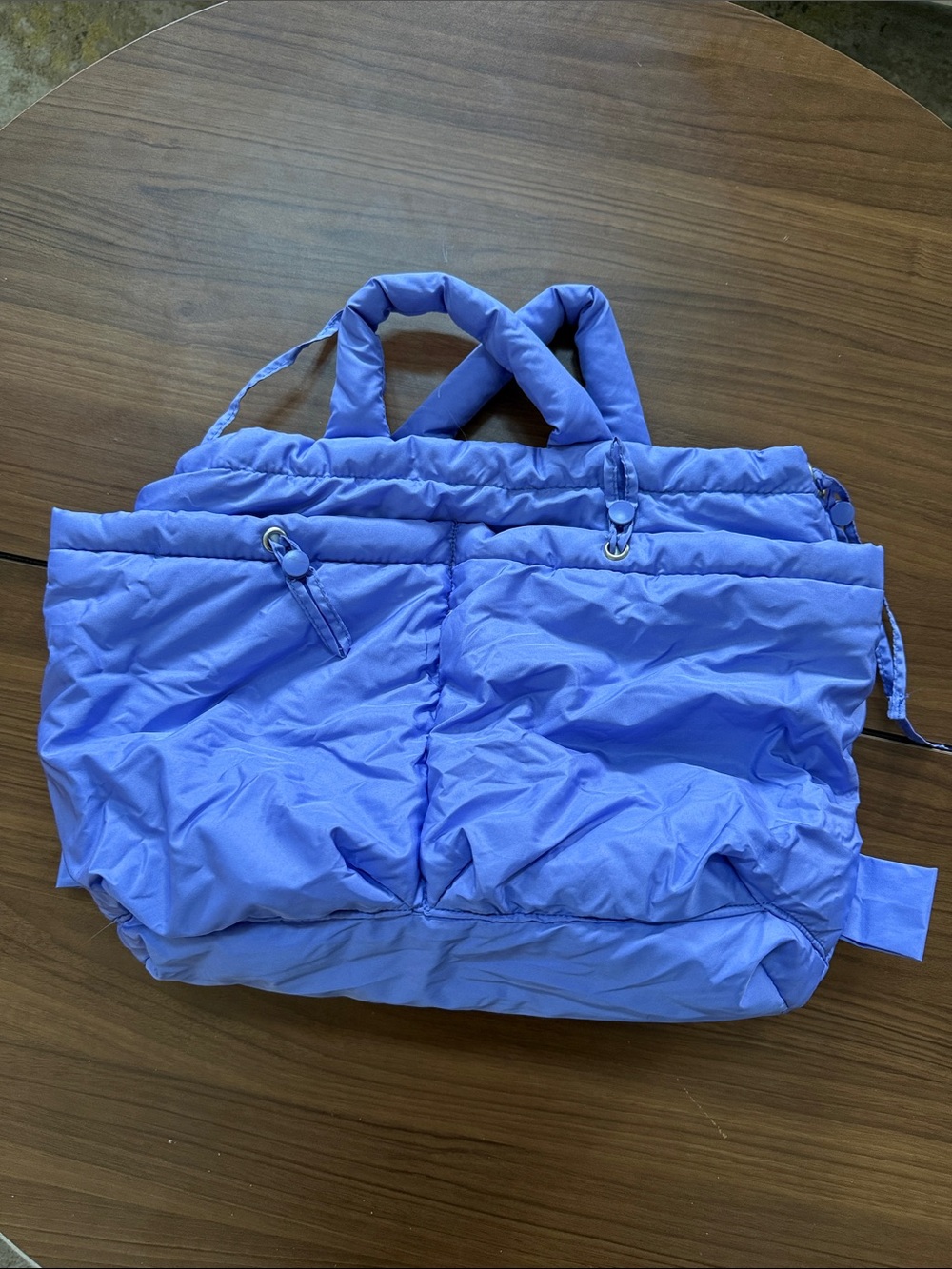 Kids Puffy Light Blue Quilted Tote Bag - Soft Carry-all